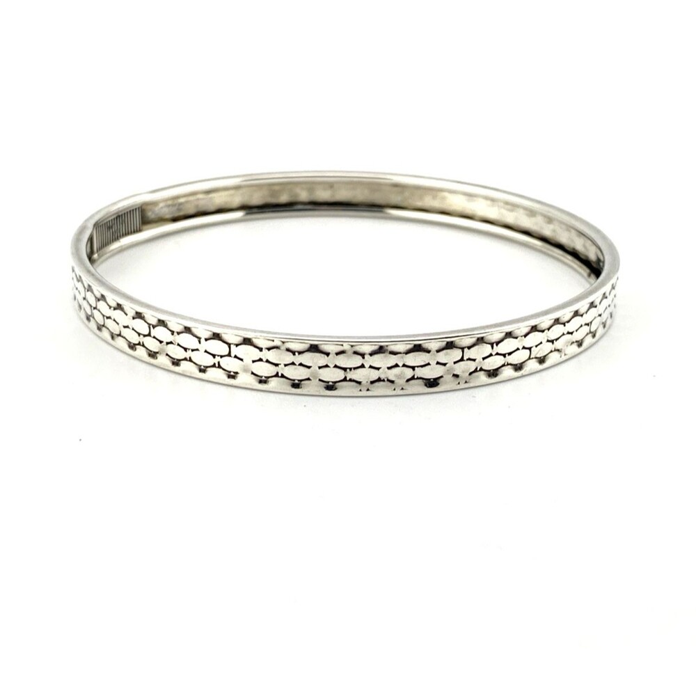 Beau Sterling Engraved Bangle Bracelet 7.75 In Southwestern Inspired Geometric